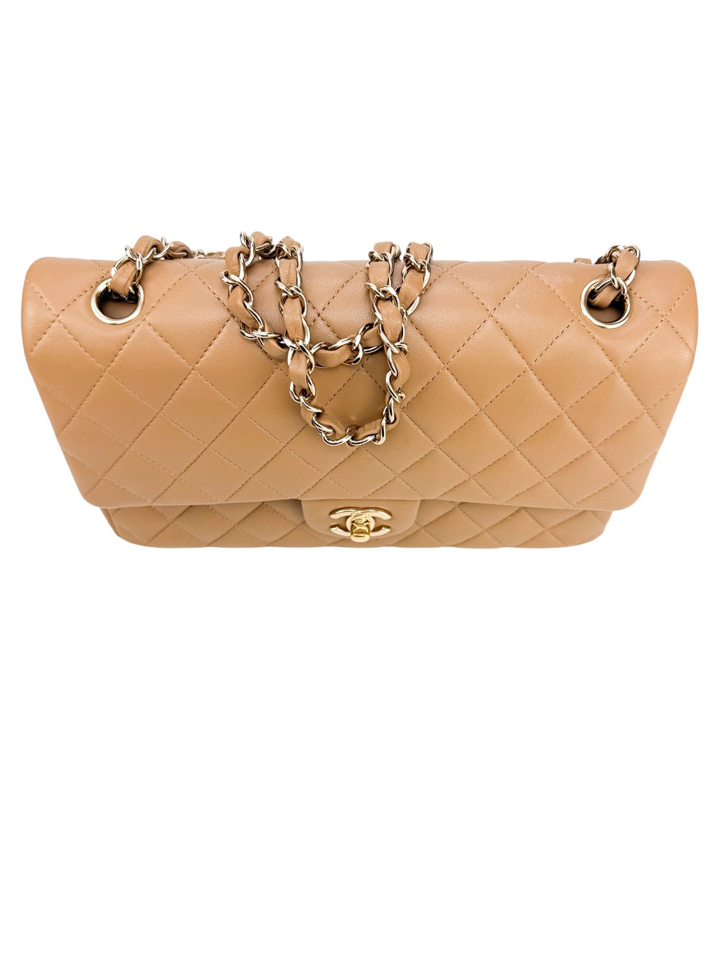 Chanel Beige Quilted Lambskin Classic Double Flap