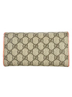 Gucci Beige GG Supreme Coated Canvas Long Bow Wallet Full Set