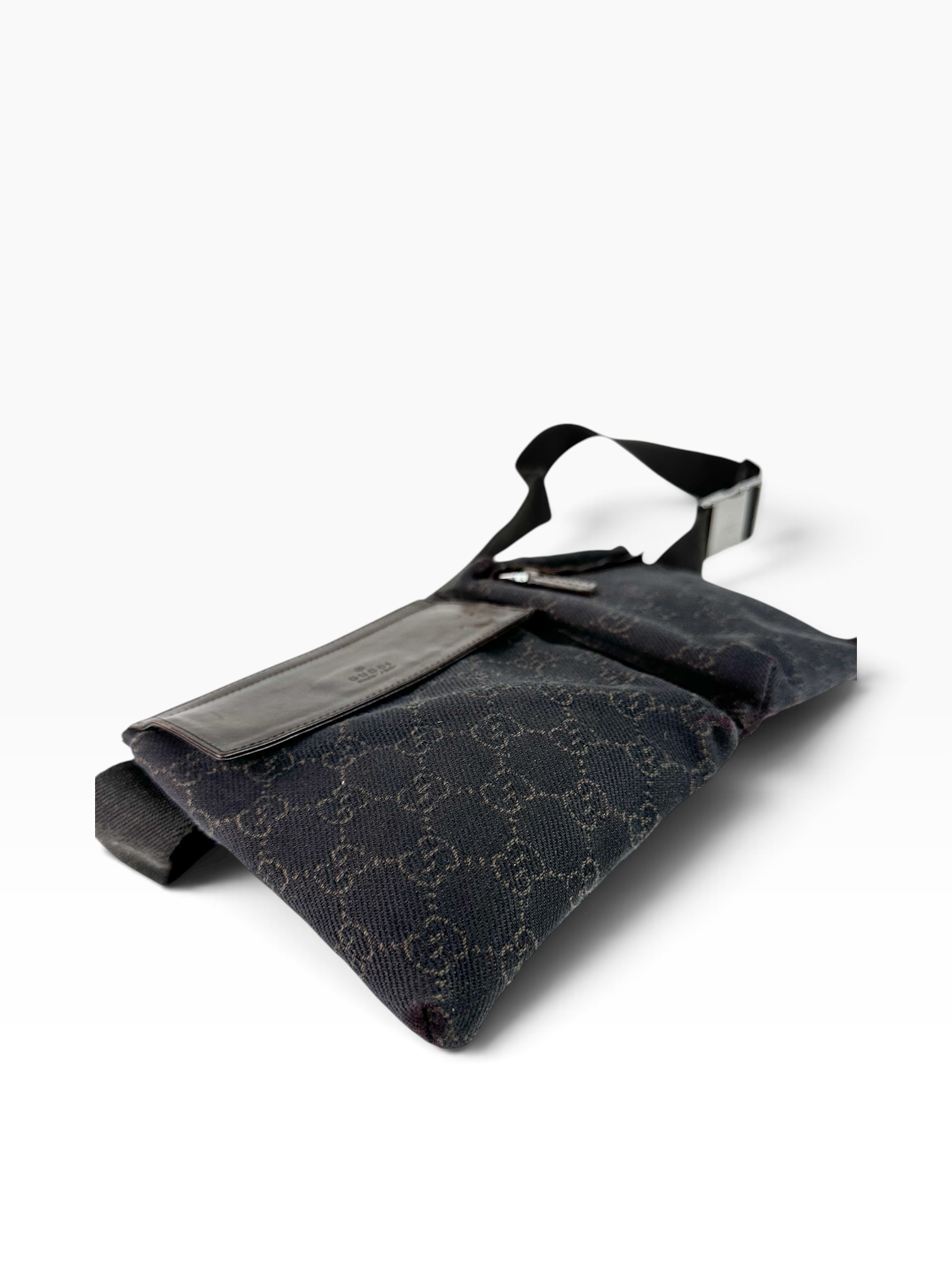 Gucci Brown GG Canvas Double Belt Bag