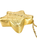 Chanel Gold Metallic Quilted Lambskin Walk Of Fame Star Bag Full Set