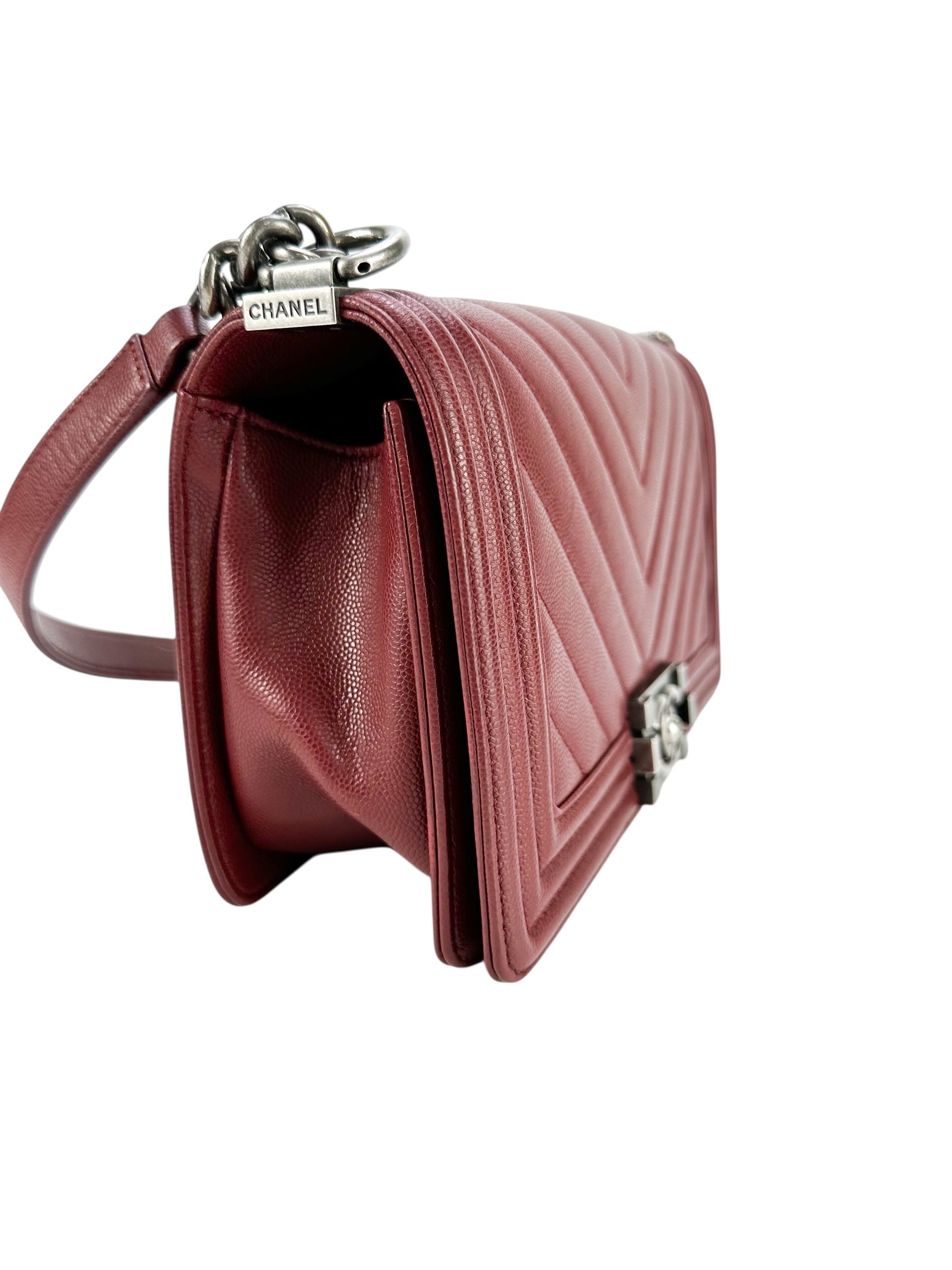 Chanel Red Caviar Boy Bag Medium