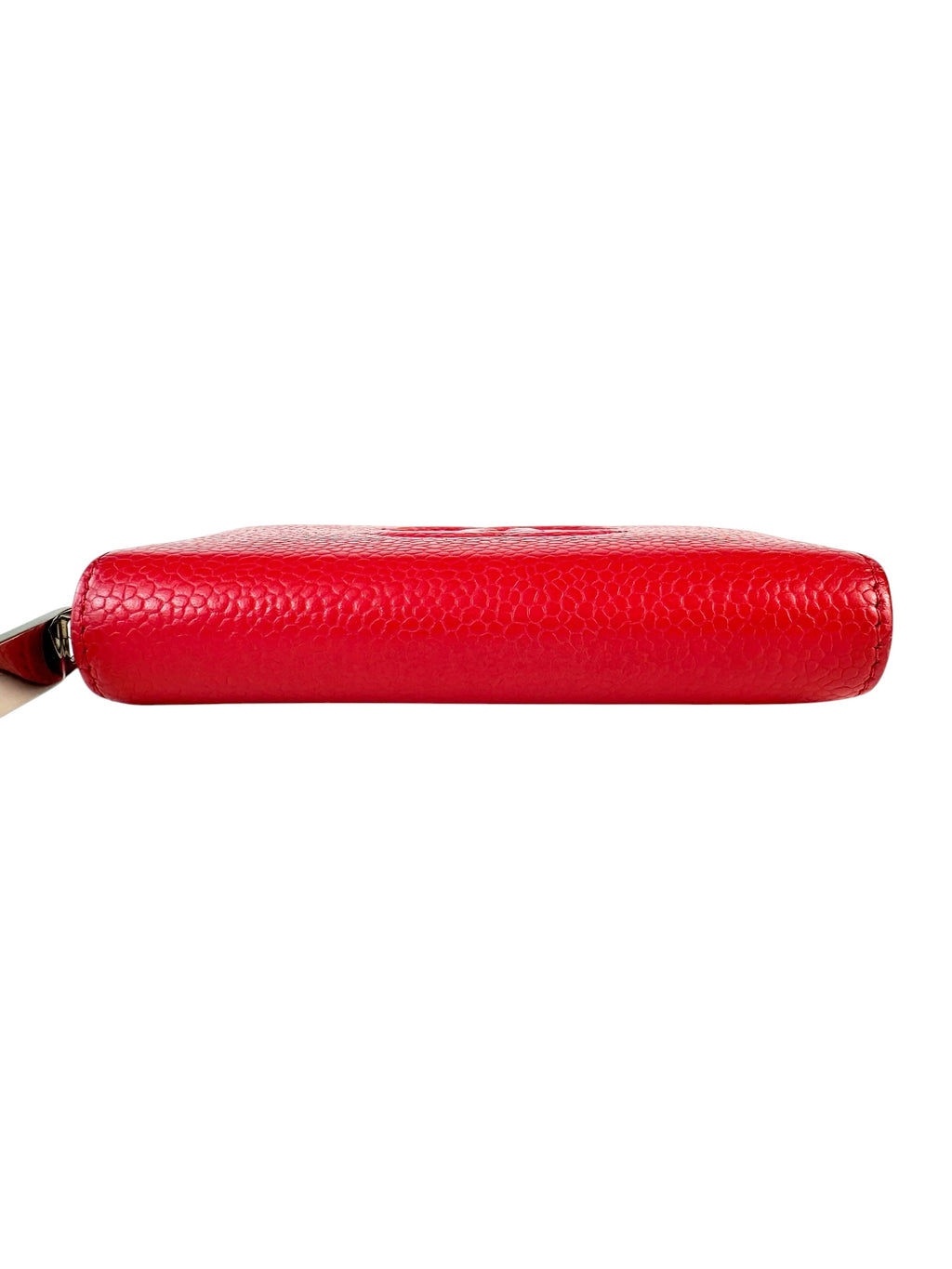Chanel Red Caviar Leather Compact Wallet Card Case