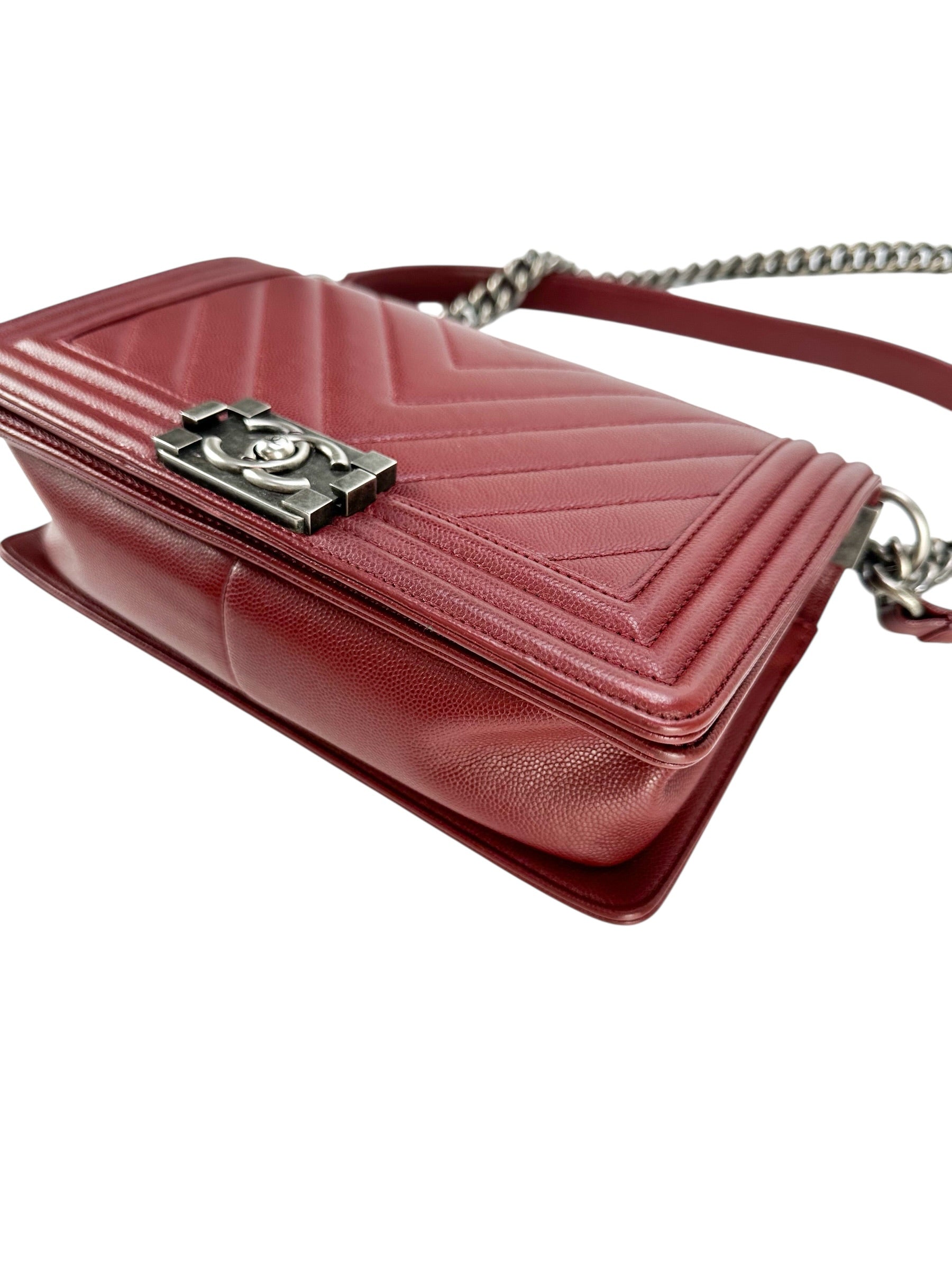 Chanel Red Caviar Boy Bag Medium