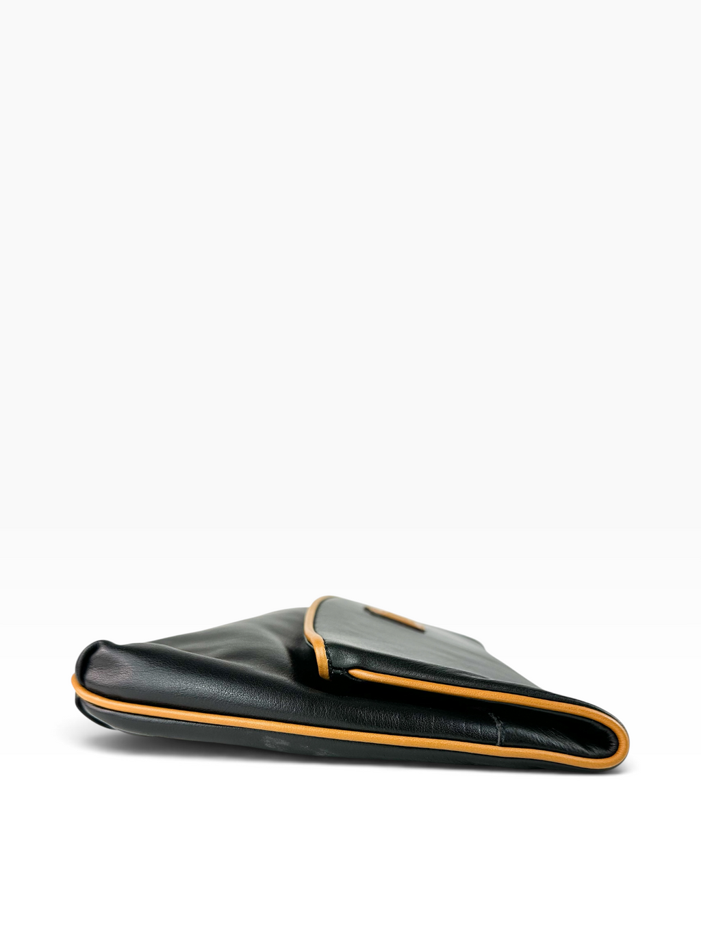 Celine Black Leather Triomphe Clutch