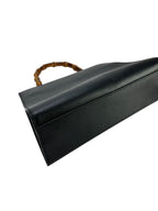 Gucci Black Pebbled Leather Nymphea Top Handle Bag