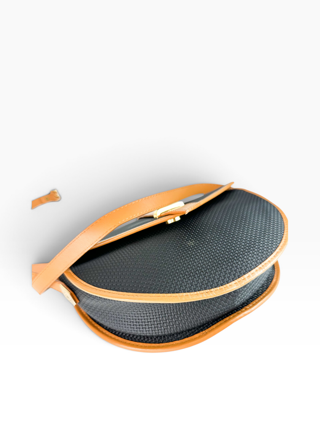 Saint Laurent Black Coated Canvas Half Moon Bag