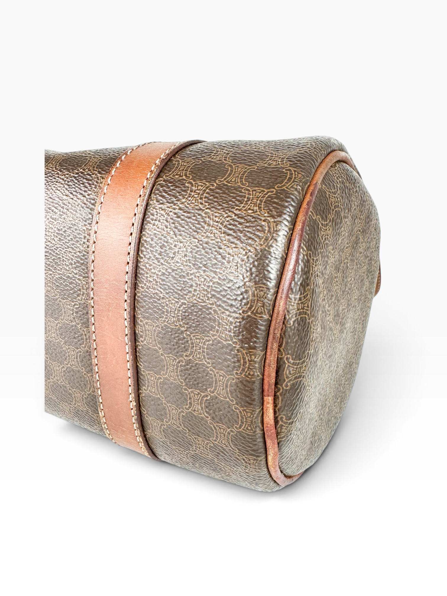 Celine Brown Macadam Coated Canvas Barrel Bag