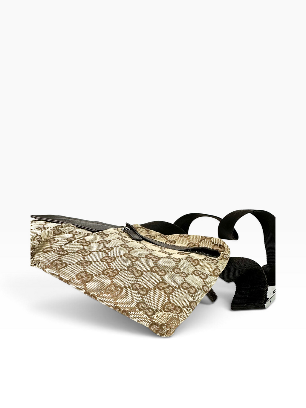 Gucci Beige Canvas GG Double Belt Bag