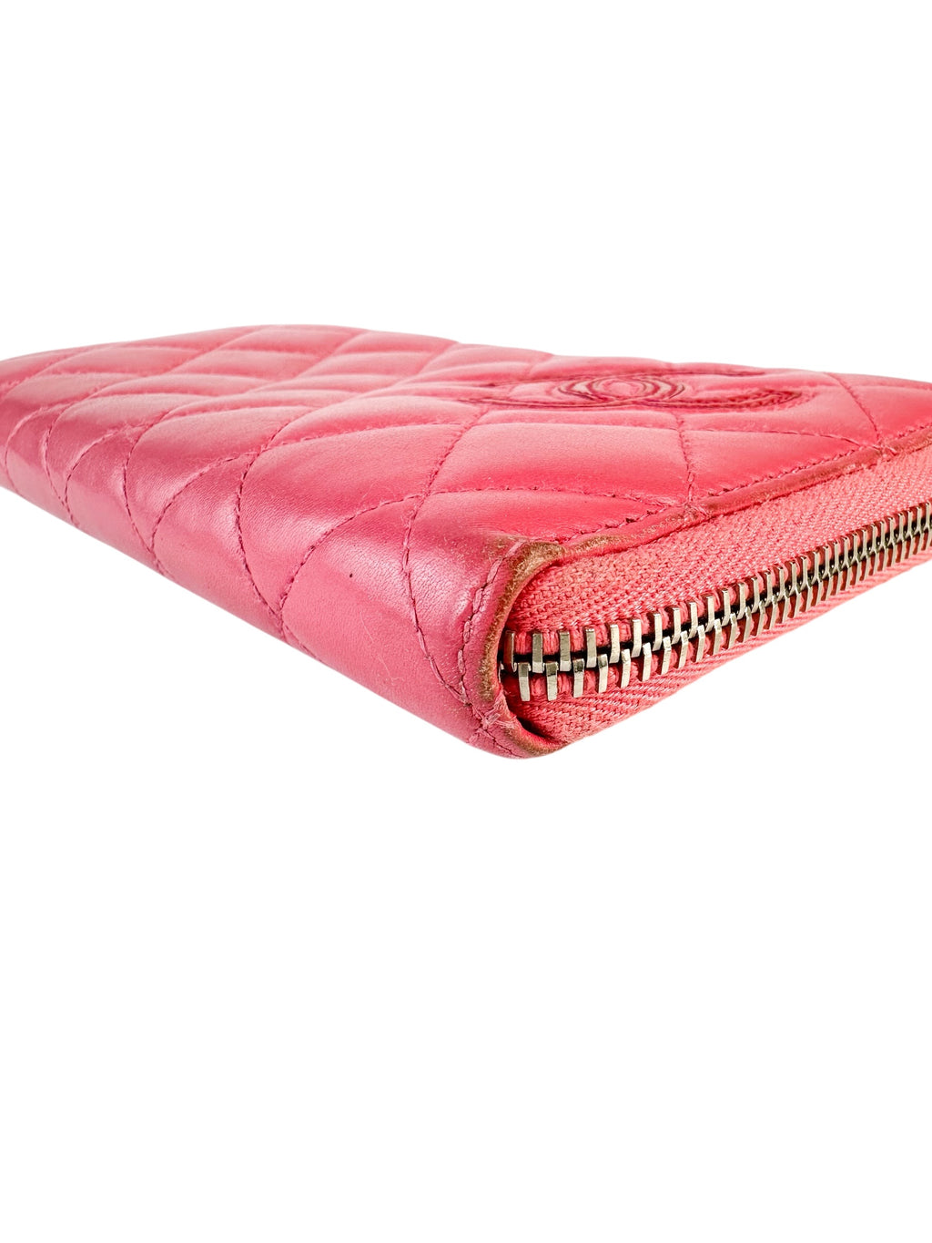 Chanel Pink Coco Mark Lambskin Long Wallet