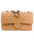 Chanel Beige Quilted Lambskin Classic Double Flap
