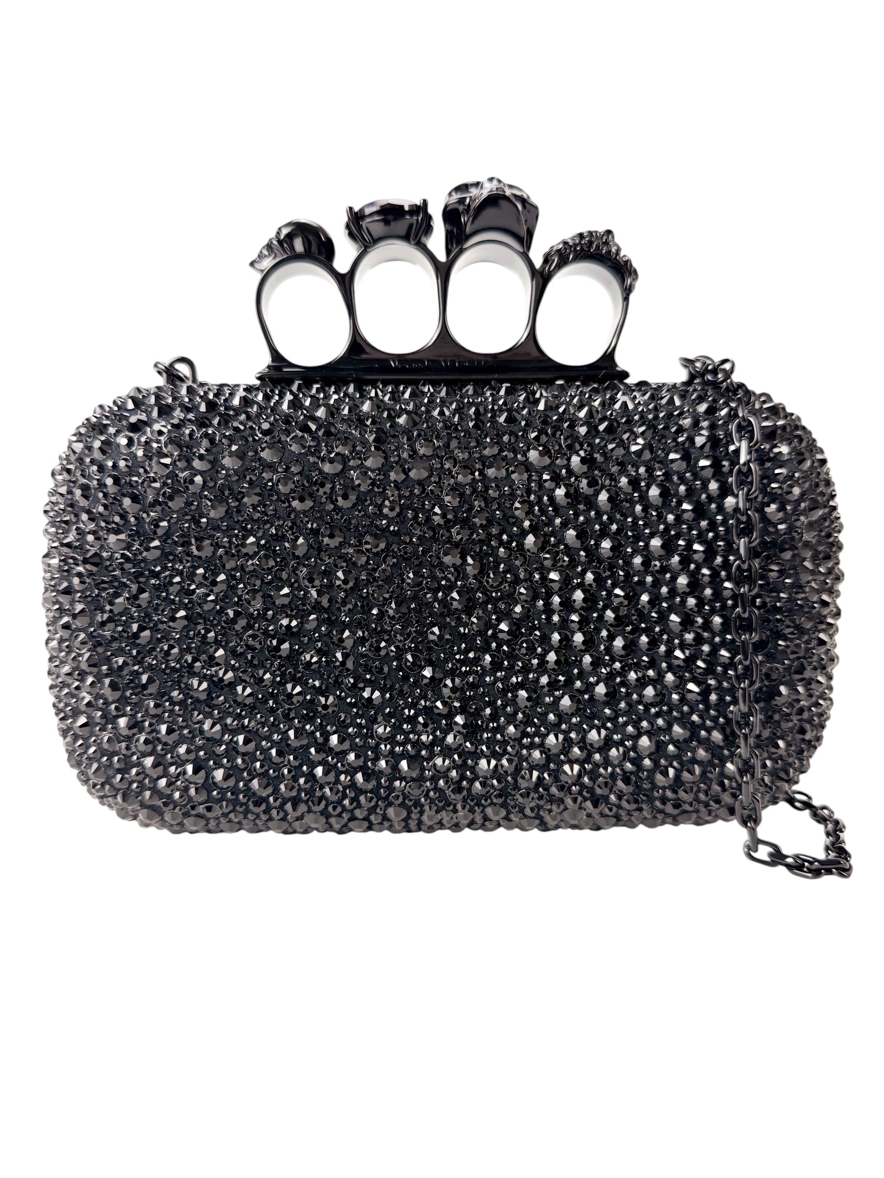 Alexander McQueen Black Crystal Kuckleduster Clutch