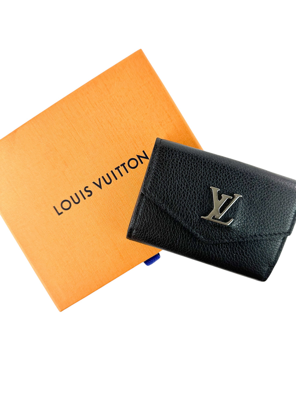 Louis Vuitton Black Pebbled Leather Portefeuille Compact Wallet