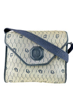 Dior Beige Navy Blue Honeycomb Canvas Shoulder Bag
