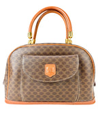 Celine Brown Macadam Coated Canvas Vintage Top Handle Bag