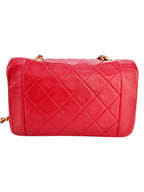 Chanel Red Lambskin Diana Shoulder Bag
