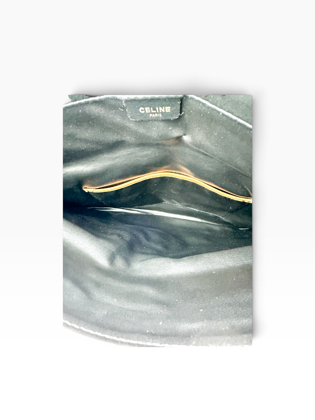 Celine Black Leather Triomphe Clutch