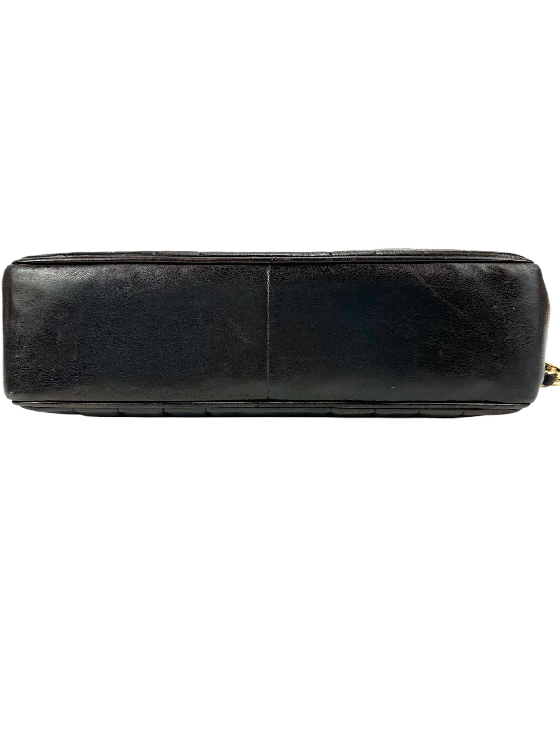 Chanel Black Lambskin Vertical Half Flap Jumbo Flap Bag