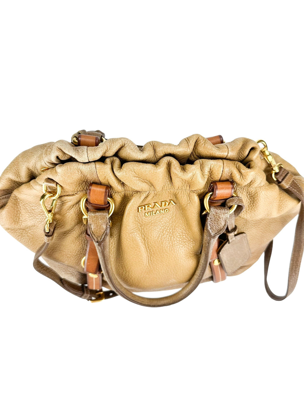 Prada Brown Leather Cervo Antik Handbag