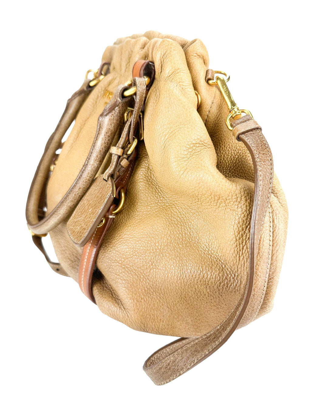 Prada Brown Leather Cervo Antik Handbag