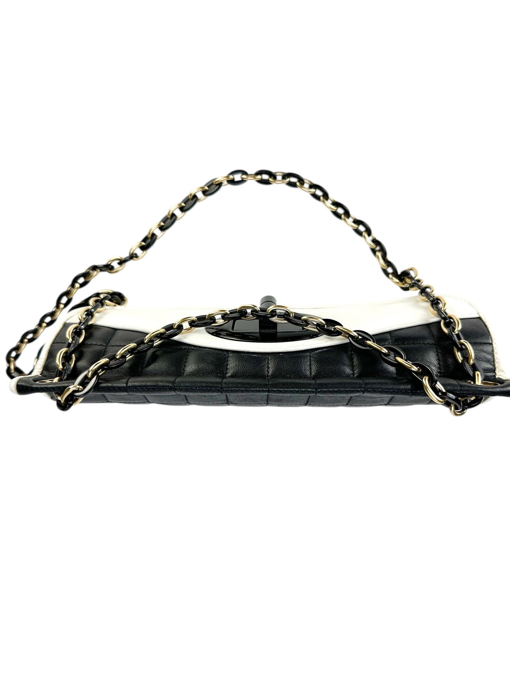Chanel White Lambskin Chocolate Bar Mademoiselle Flap Bag