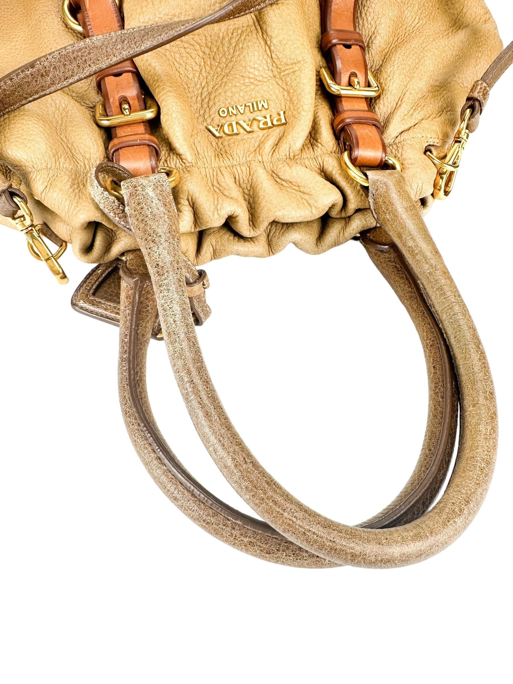 Prada Brown Leather Cervo Antik Handbag
