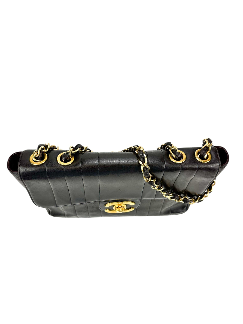 Chanel Black Lambskin Vertical Half Flap Jumbo Flap Bag