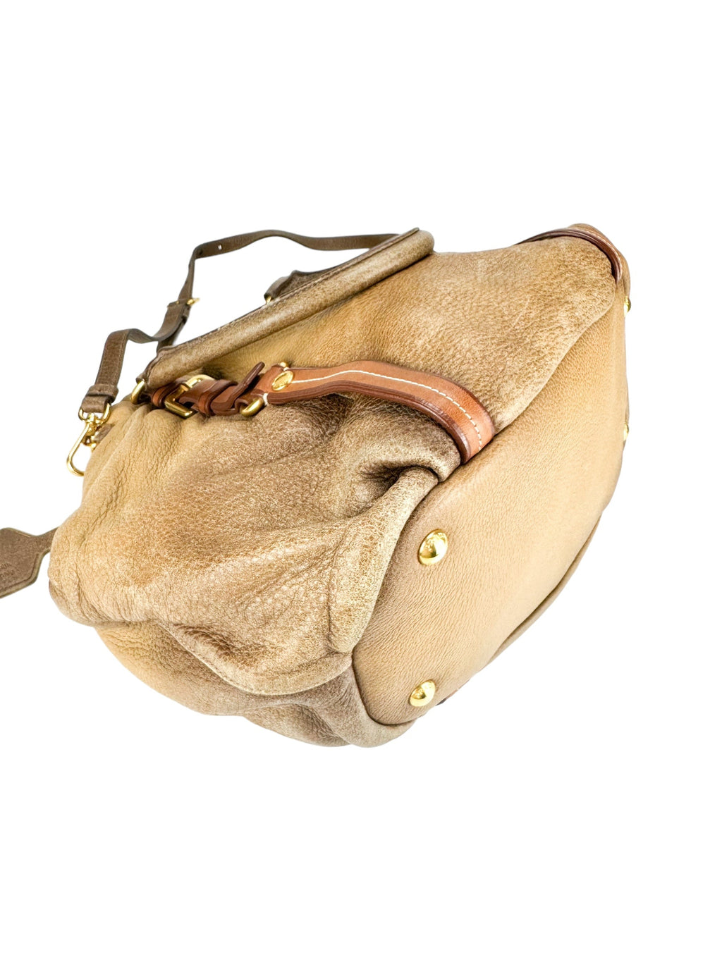 Prada Brown Leather Cervo Antik Handbag