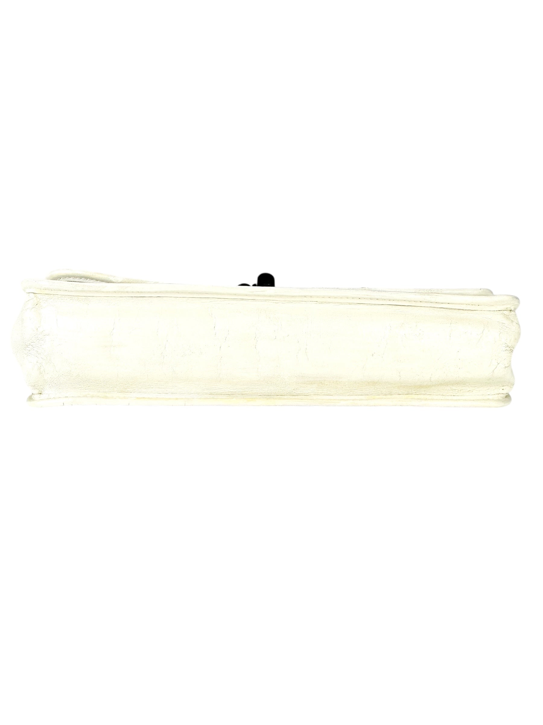 Chanel White Lambskin Chocolate Bar Mademoiselle Flap Bag