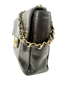 Chanel Black Lambskin Vertical Half Flap Jumbo Flap Bag