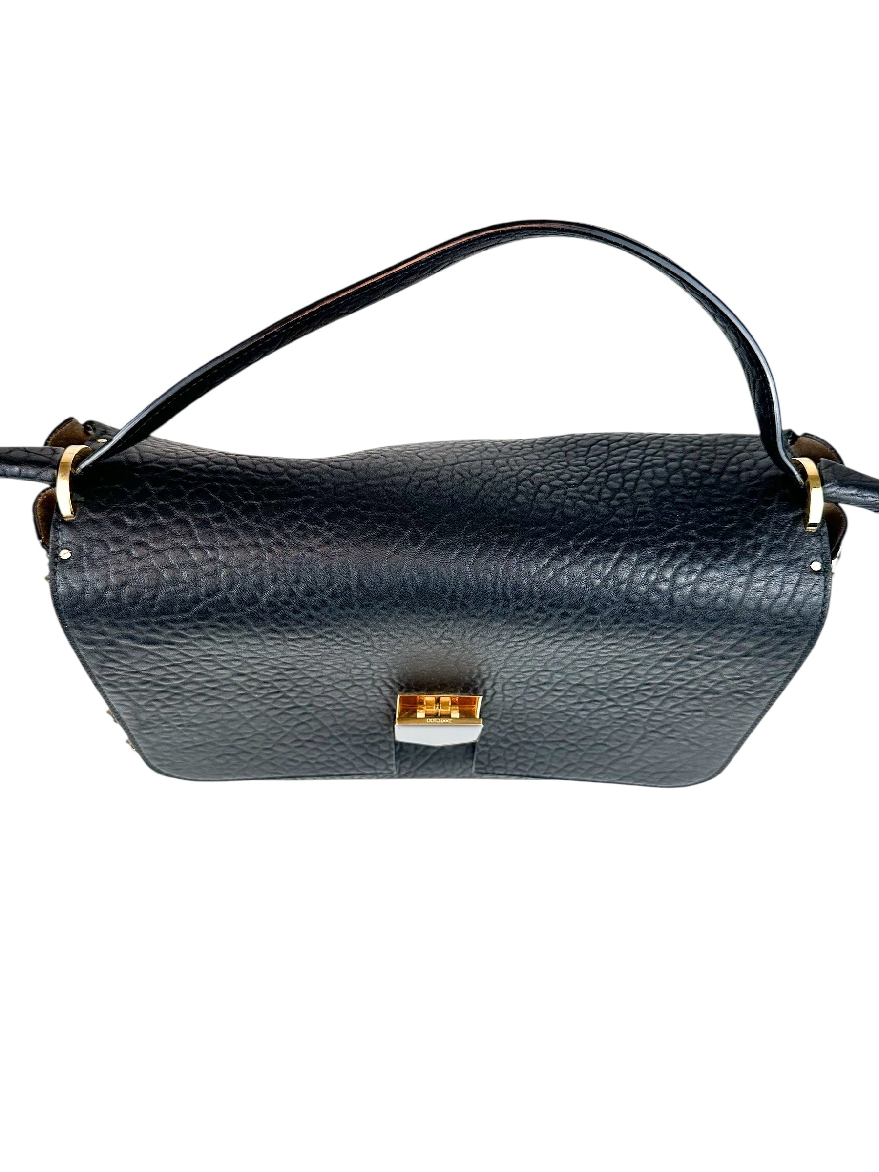 Jimmy Choo Black Leather Lockett Shoulder Bag