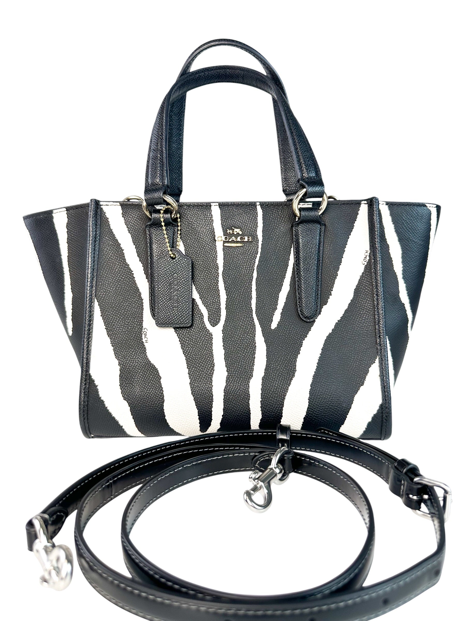Coach Zebra Print Leather Crosby Mini Carryall