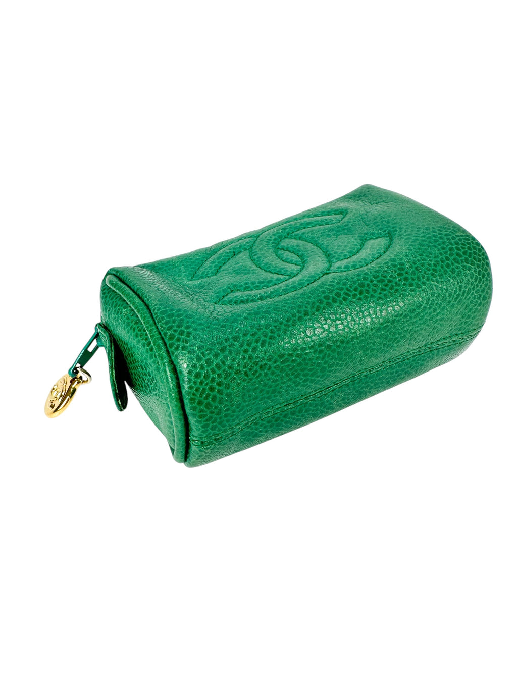 Chanel Green Caviar Leather Cosmetic Pouch Small