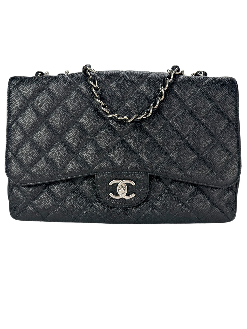 Chanel Black Caviar Leather Classic Flap Jumbo