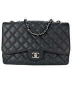 Chanel Black Caviar Leather Classic Flap Jumbo
