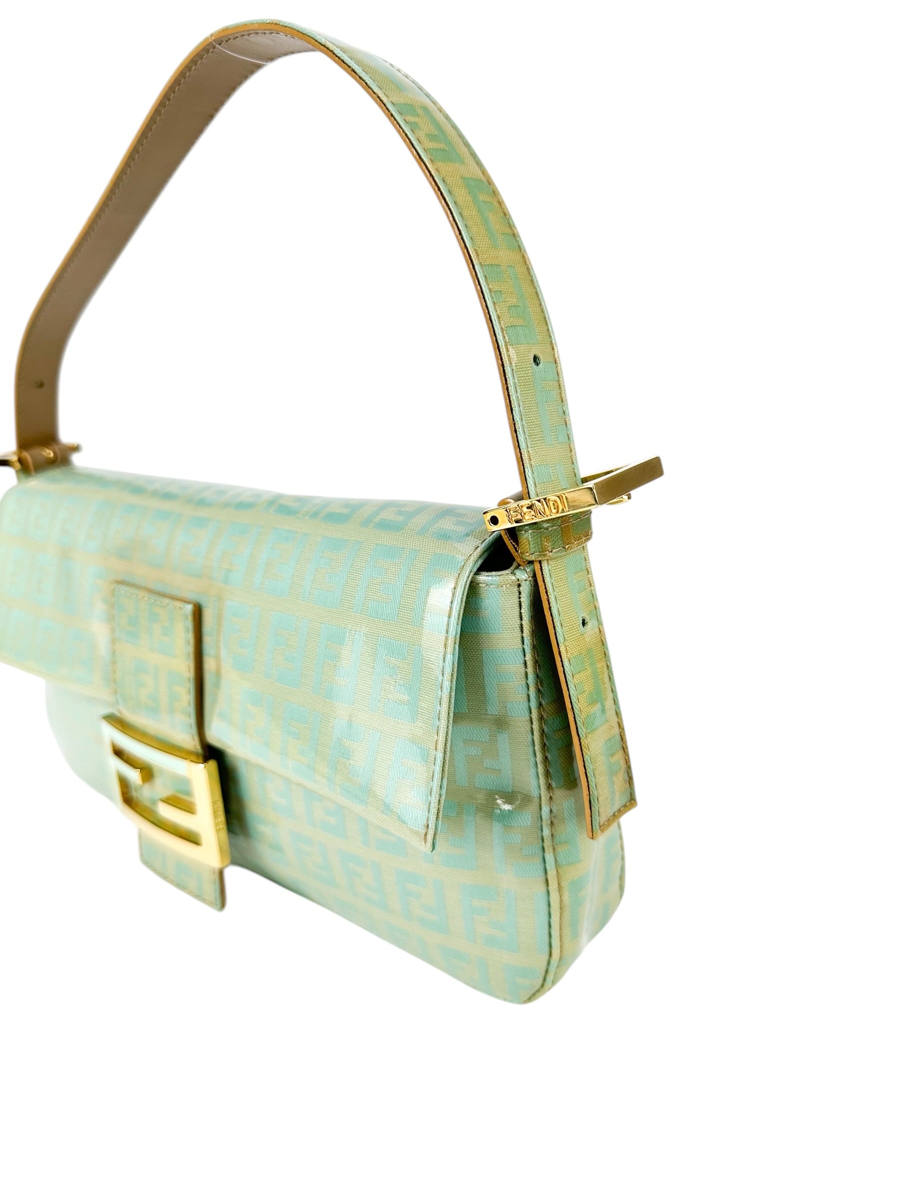 Fendi Mint Vinyl Zucchino Baguette Handbag