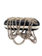 Alexander McQueen Black Leather Crystal Embellished Knuckleduster Clutch