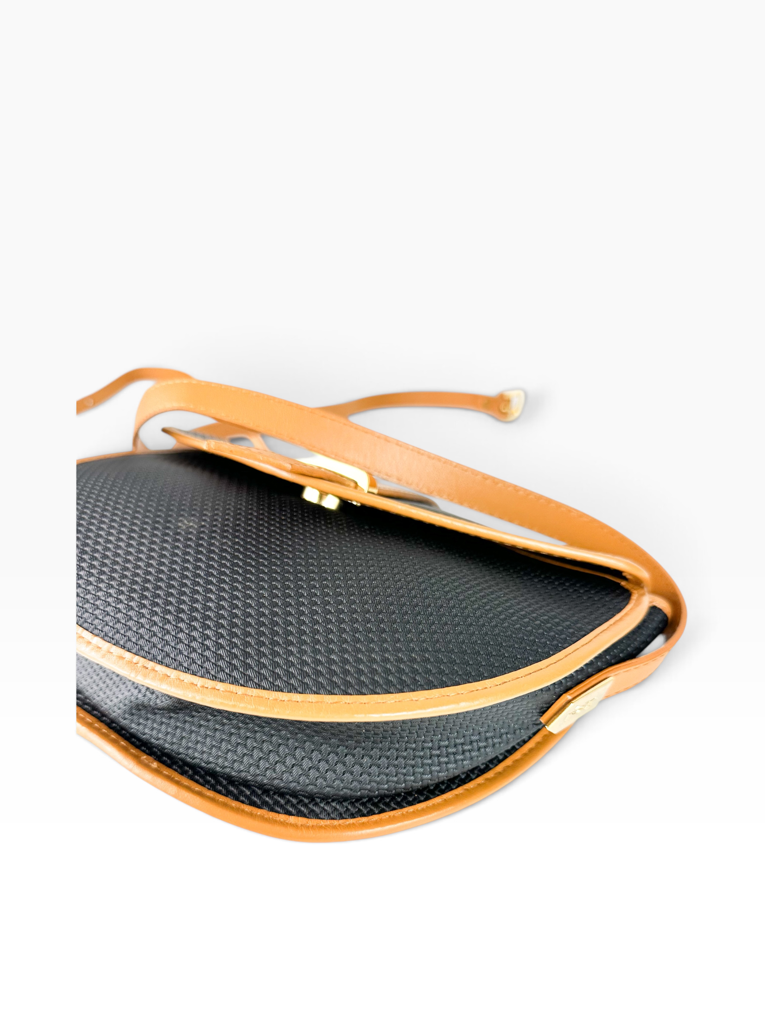 Saint Laurent Black Coated Canvas Half Moon Bag