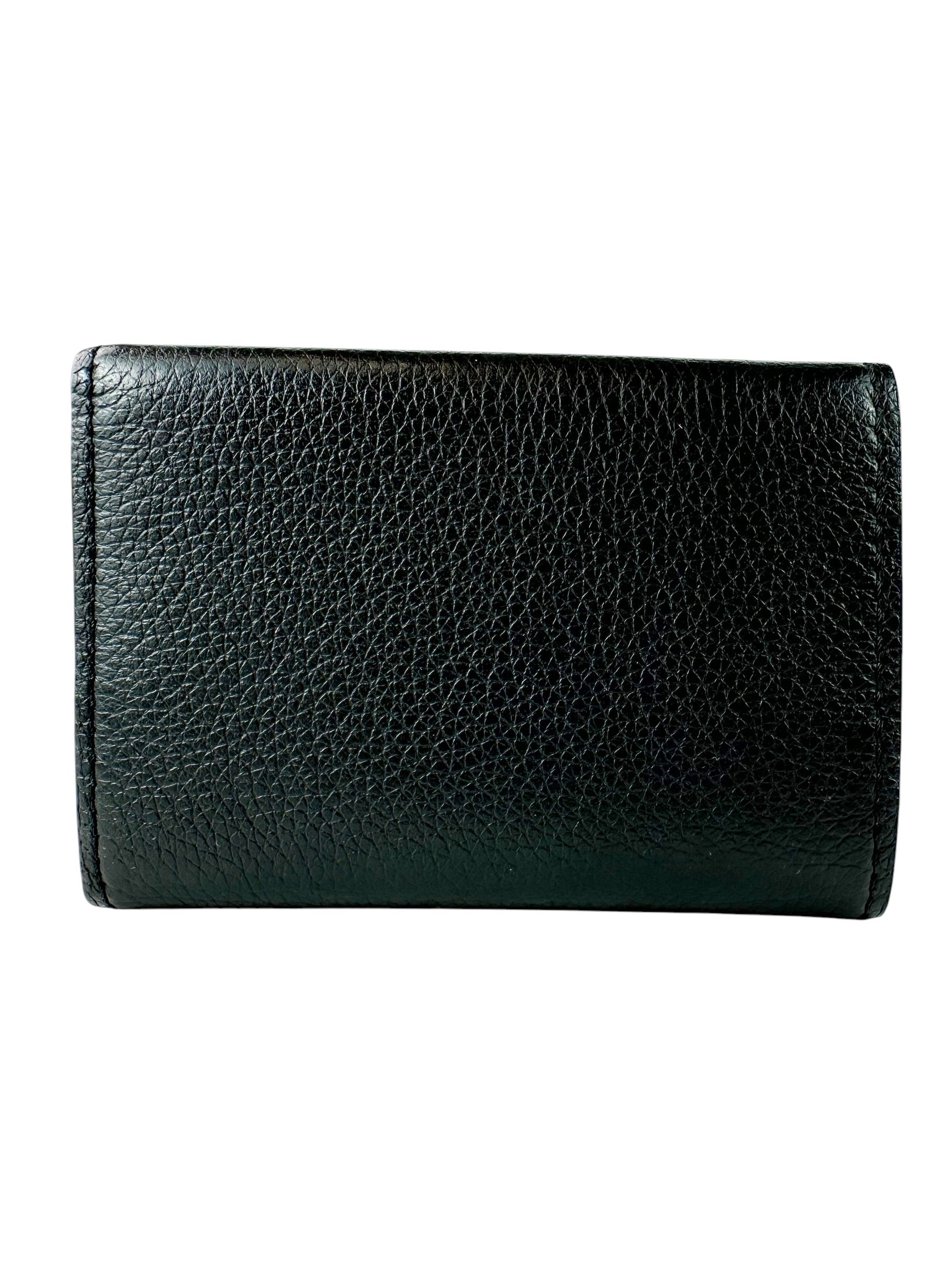 Louis Vuitton Black Pebbled Leather Portefeuille Compact Wallet