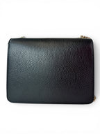 Gucci Black Pebbled Leather Interlocking G Chain Bag