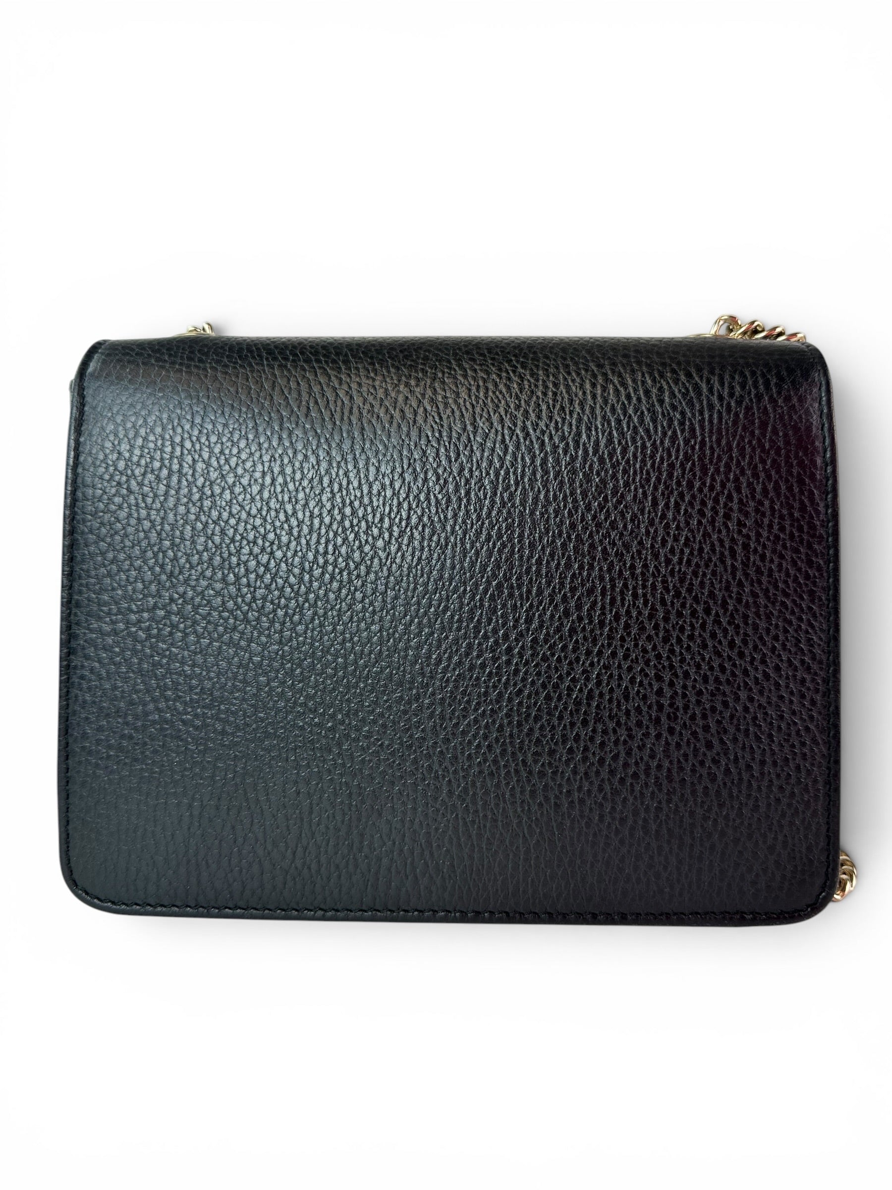 Gucci Black Pebbled Leather Interlocking G Chain Bag