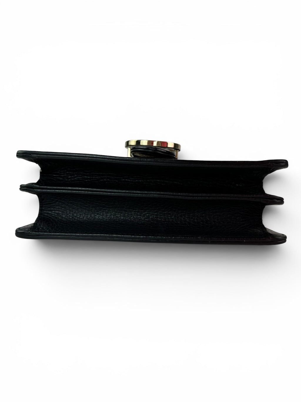 Gucci Black Pebbled Leather Interlocking G Chain Bag