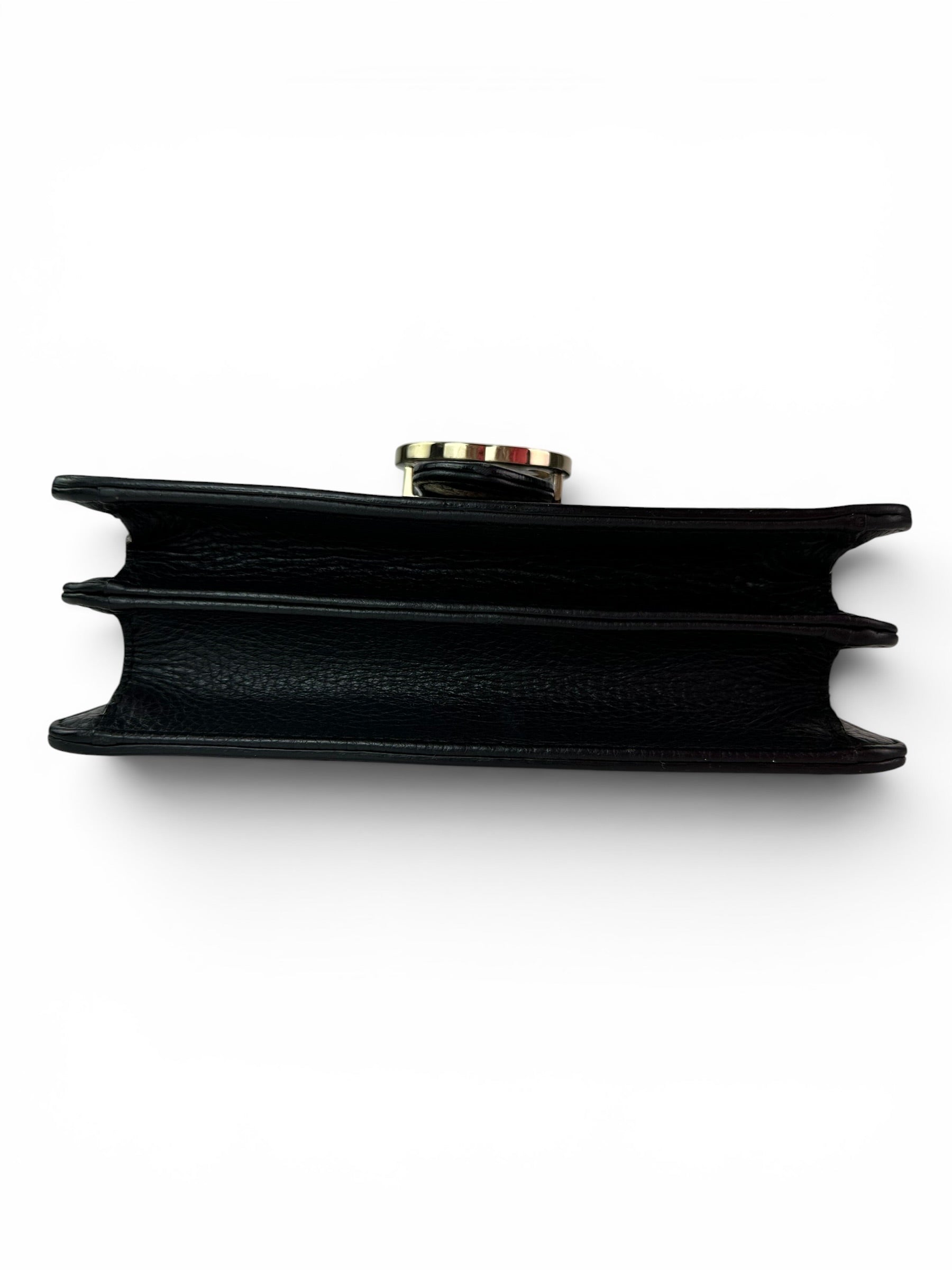 Gucci Black Pebbled Leather Interlocking G Chain Bag