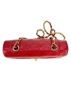 Chanel Red Lambskin Diana Shoulder Bag
