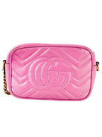 Gucci Candy Mousse Matelasse Leather GG Marmont Chain Shoulder Bag Small