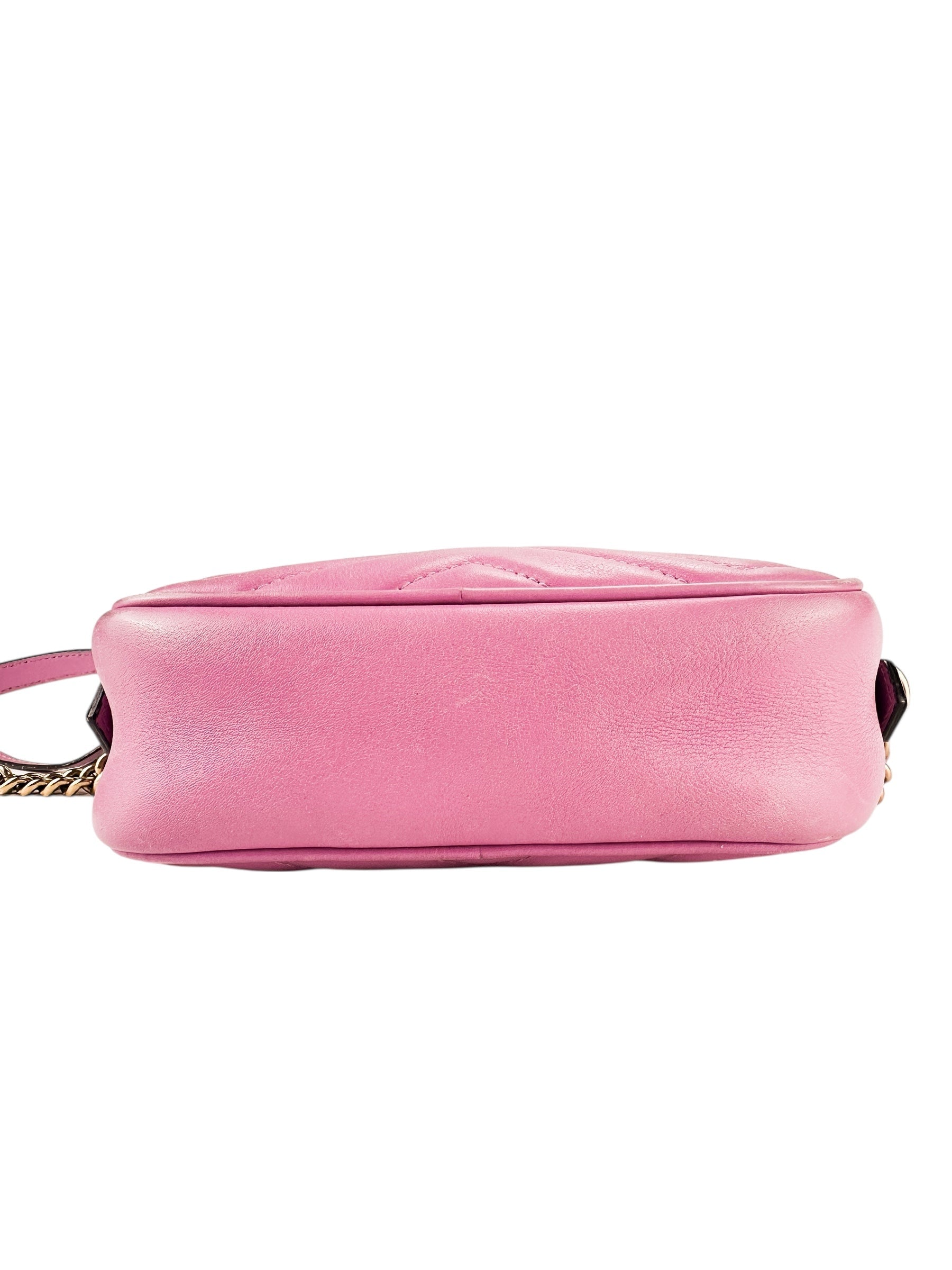 Gucci Candy Mousse Matelasse Leather GG Marmont Chain Shoulder Bag Small