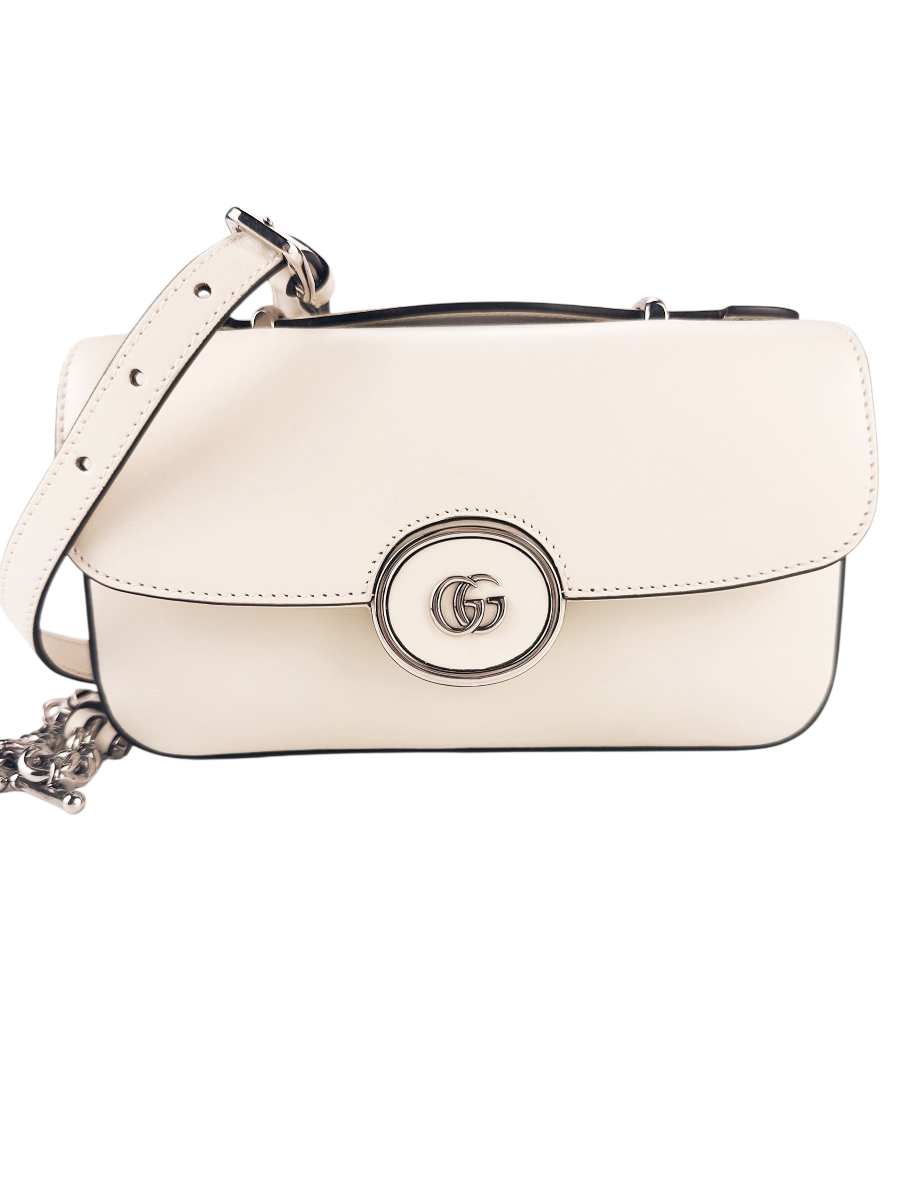 Gucci Calfskin Cream Petite GG Shoulder Bag Mini