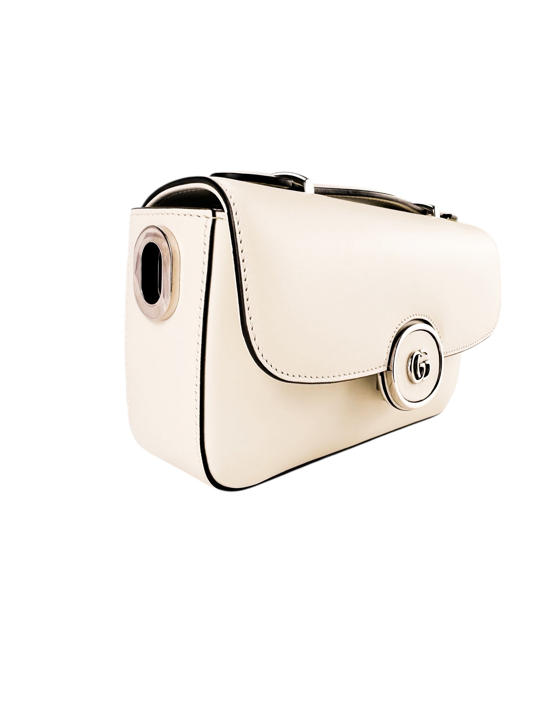 Gucci Calfskin Cream Petite GG Shoulder Bag Mini