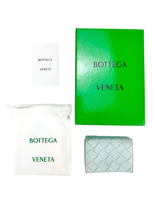 Bottega Veneta Light Blue Leather Compact Wallet