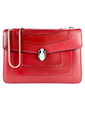 Bulgari Red Leather Serpenti Forever Handbag Medium