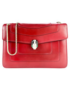 Bulgari Red Leather Serpenti Forever Handbag Medium